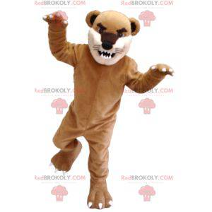 Bruin beige en witte katachtige tijger mascotte - Redbrokoly.com