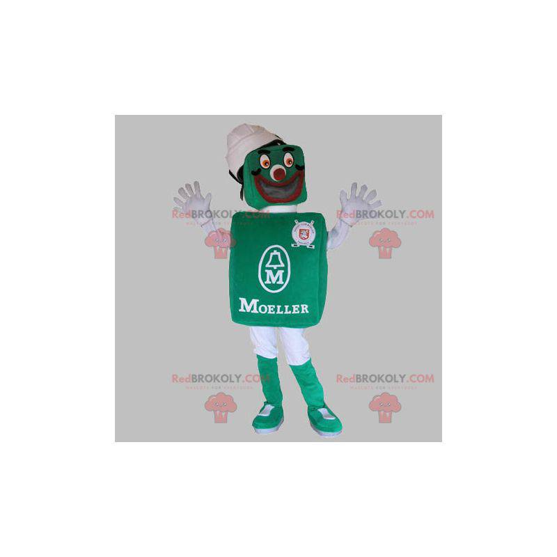 Mycket le grön och vit snögubbe maskot - Redbrokoly.com