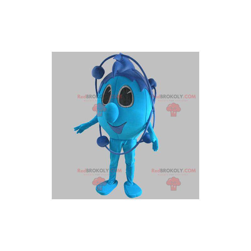 Blaues Schneemannmaskottchen vom Raum. Blaues Maskottchen - Blaues Schneemannmaskottchen vom Raum. Blaues Maskottchen -