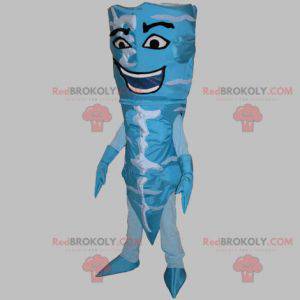 Mascotte de cornet de glace bleu et blanc. Bonhomme conique -