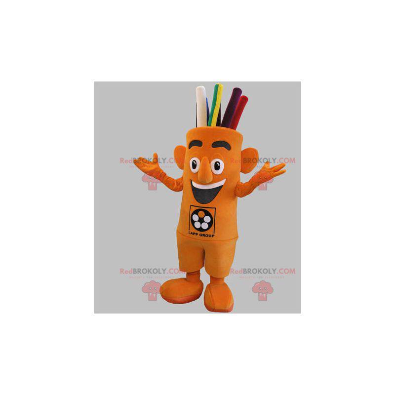 Mascote gigante do boneco de neve laranja com cabelo colorido -