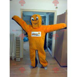 Mascota gigante de muñeco de nieve naranja y azul -