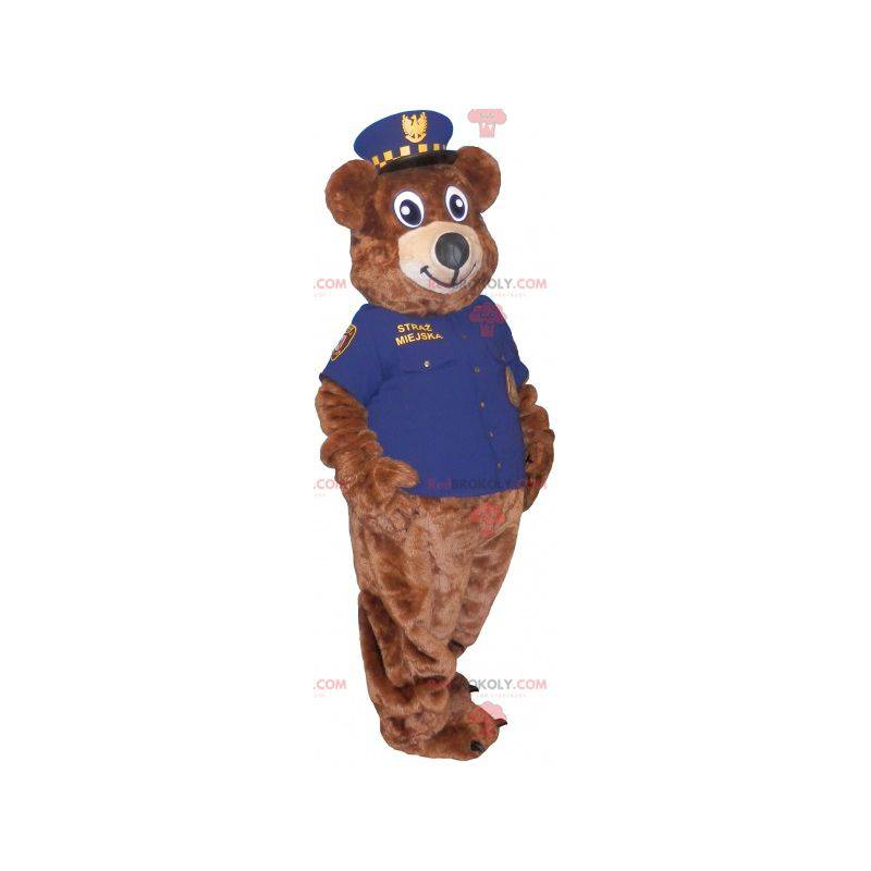 Mascotte d'ours brun en tenue de policier - Redbrokoly.com