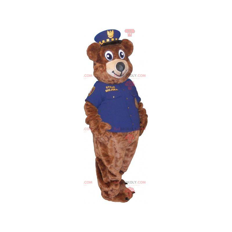 Maskotka niedźwiedź brunatny przebrany za policjanta -