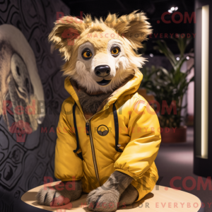 Gold Hyena mascot costume...