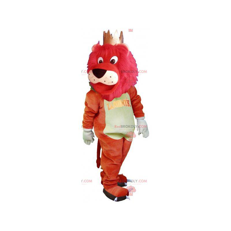 Grande mascote de leão colorido com uma coroa - Redbrokoly.com