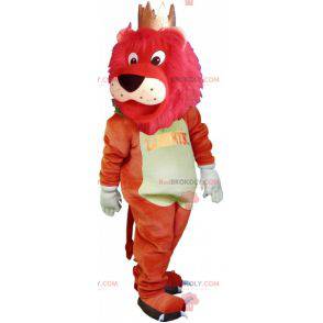 Stor fargerik løve maskot med krone - Redbrokoly.com