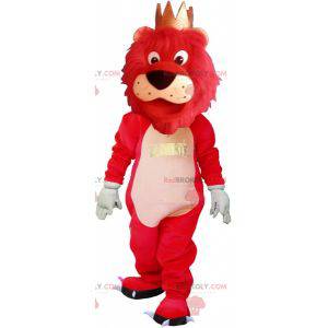 Mascotte de gros lion coloré avec une couronne - Redbrokoly.com