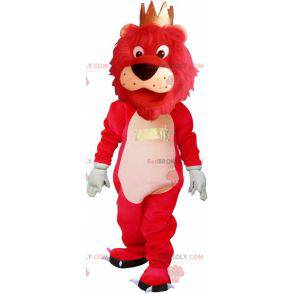 Stor fargerik løve maskot med krone - Redbrokoly.com
