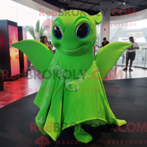 Lime Green Manta Ray mascot...
