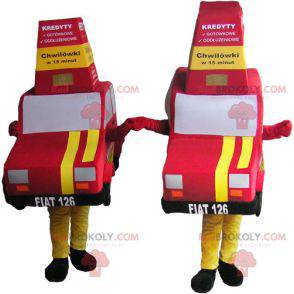 2 mascots of red and yellow cars - Redbrokoly.com