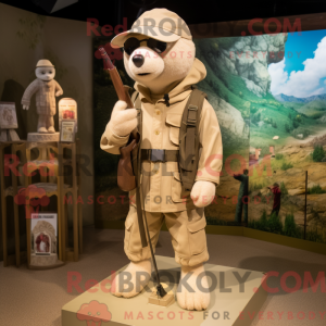 Beige Sniper mascot costume...