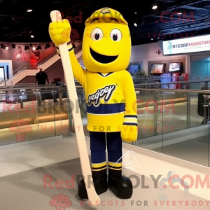 Gul ishockeypind maskot...