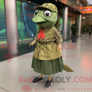 Oliven laks maskot kostume...