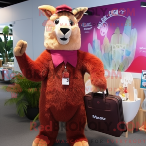 Maroon Lama maskot kostume...