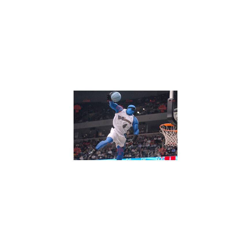 Mascot uomo blu in abito da basket - Redbrokoly.com