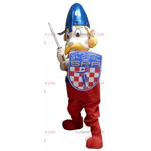 Mascote viking de bigode com capacete e escudo - Redbrokoly.com