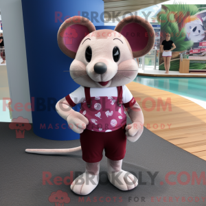 Maroon Mouse maskot kostume...