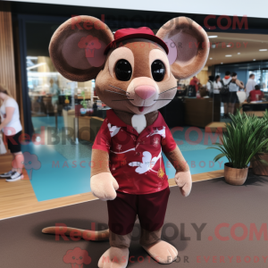 Maroon Mouse maskot kostume...