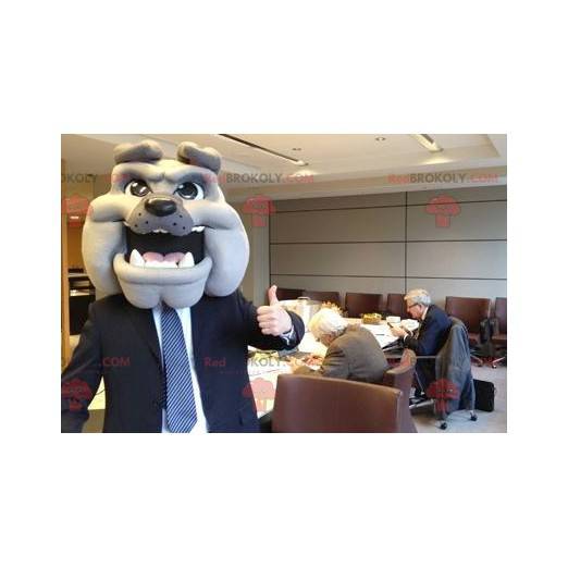 Gray bulldog dog head mascot - Redbrokoly.com
