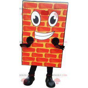 Mascotte de brique rouge géante et souriante - Redbrokoly.com