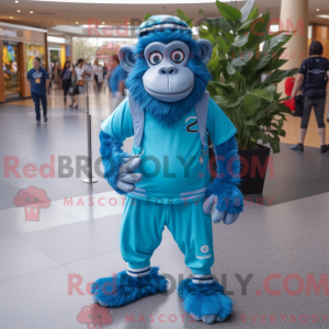 Blå chimpanse maskot...