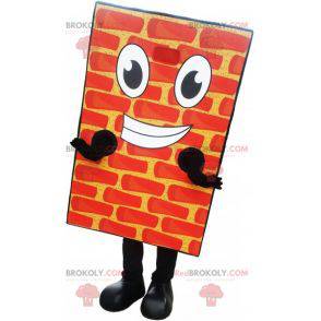 Mascote gigante e sorridente de tijolo vermelho - Redbrokoly.com