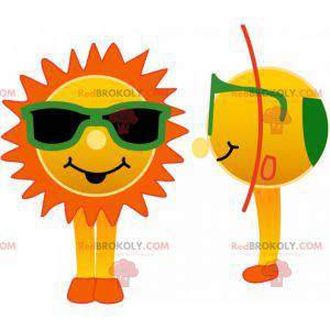 Mascotte de soleil avec des lunettes vertes - Redbrokoly.com