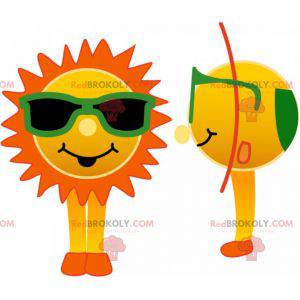 Sun mascot with green glasses - Redbrokoly.com