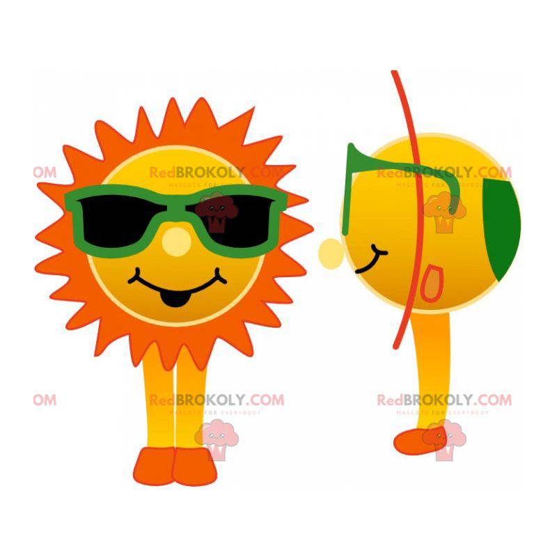 Mascotte van de zon met groene bril - Redbrokoly.com