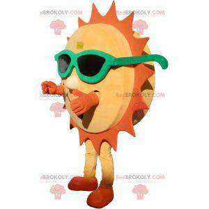 Mascotte van de zon met groene bril - Redbrokoly.com