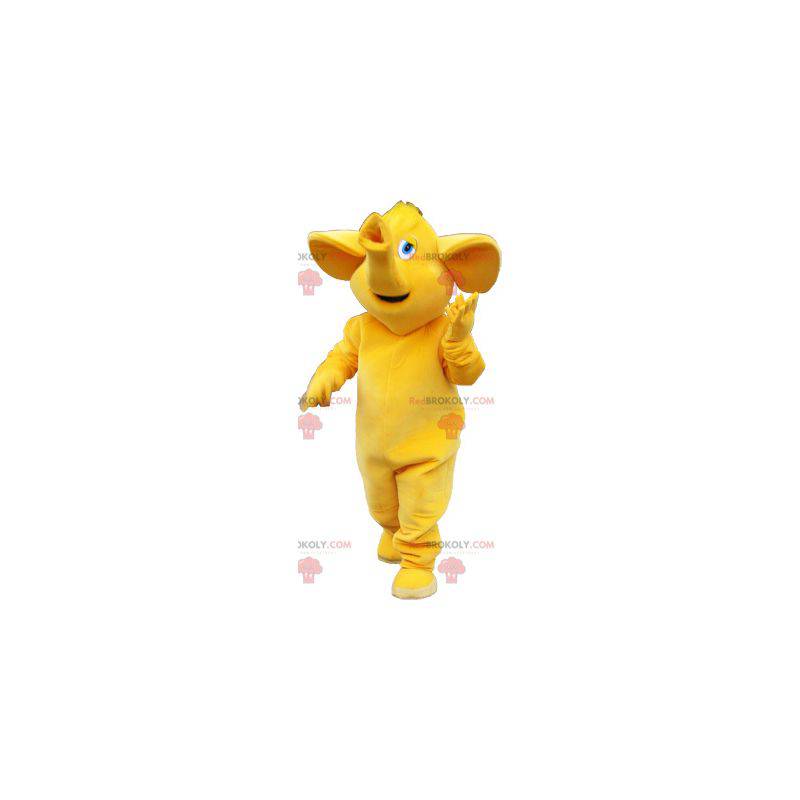 Mascote elefante grande todo amarelo - Redbrokoly.com