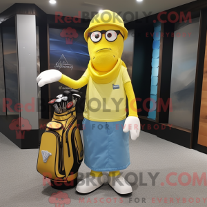 Gul golfbag maskotkostyme...