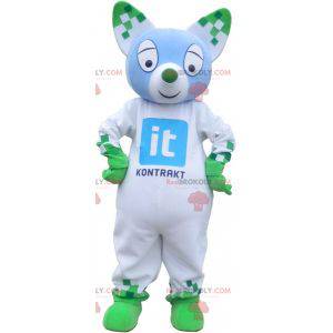 White and green cat mascot with pointy ears - Redbrokoly.com