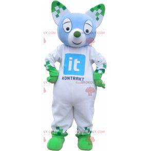 White and green cat mascot with pointy ears - Redbrokoly.com