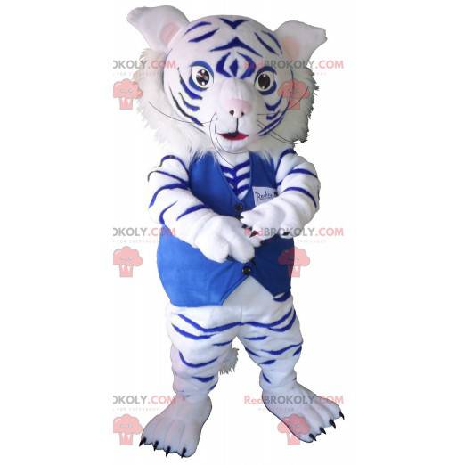 Mascotte de tigre blanc et bleu - Redbrokoly.com
