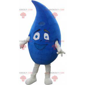 Mascota de gota de agua azul gigante y sonriente -