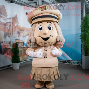 Beige Queen maskot kostume...