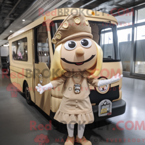 Beige Queen maskot kostume...