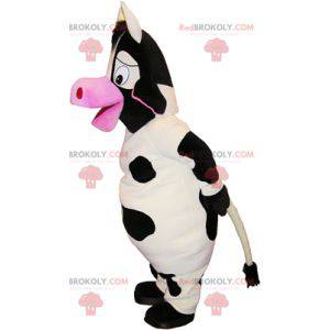 Mascotte de grosse vache blanche noire et rose - Redbrokoly.com