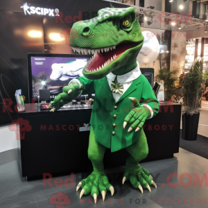 Grøn T Rex maskot kostume...