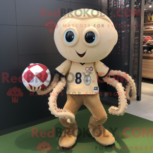 Beige Octopus maskot...