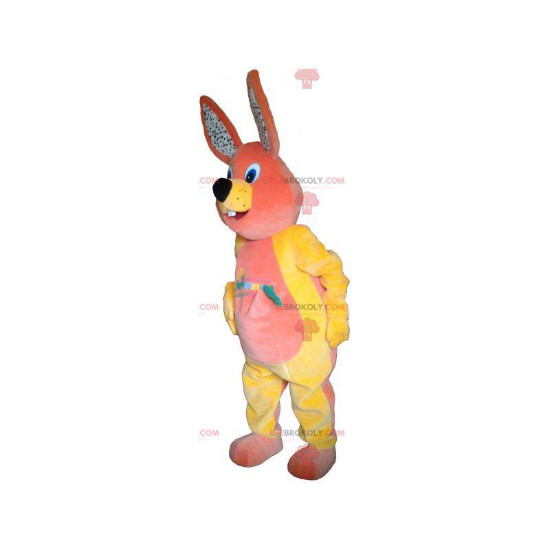 Mascote coelho de pelúcia com orelhas pintadas - Redbrokoly.com