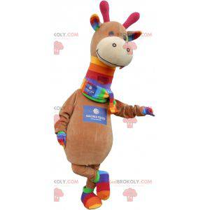 Very cute brown and colorful dinosaur mascot - Redbrokoly.com