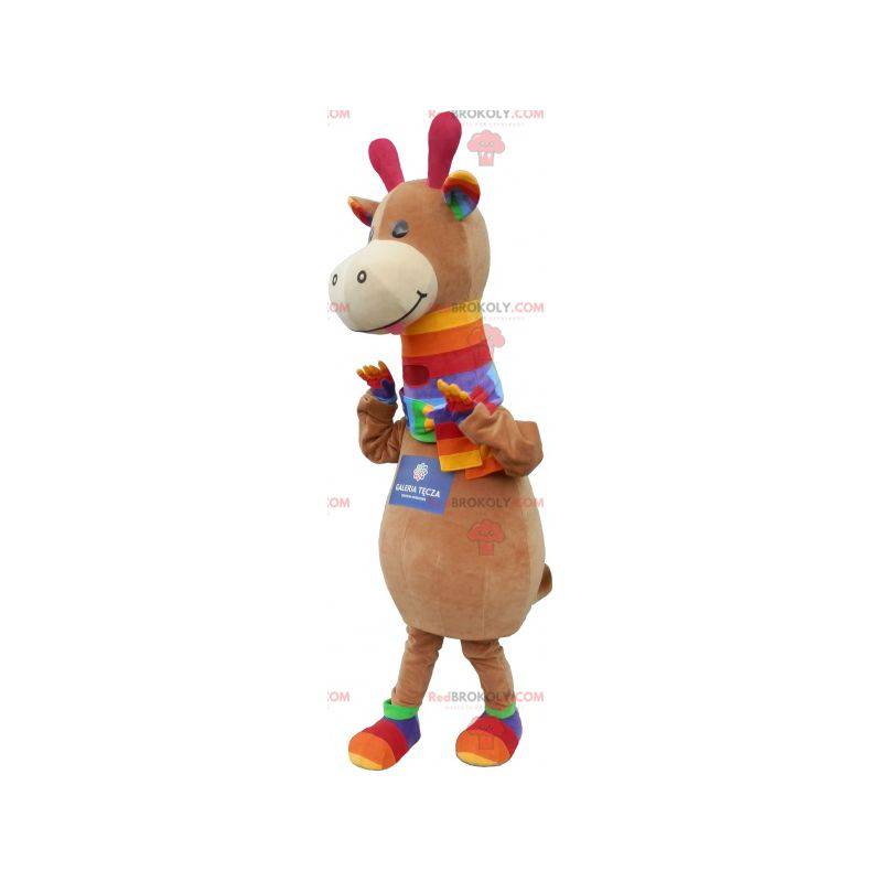 Very cute brown and colorful dinosaur mascot - Redbrokoly.com