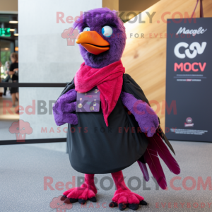Magenta Crow maskot kostyme...