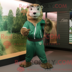 Grøn Beaver maskot kostume...