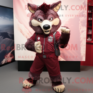 Maroon Wolf mascottekostuum...