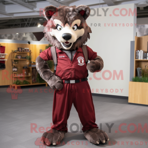 Maroon Wolf mascottekostuum...