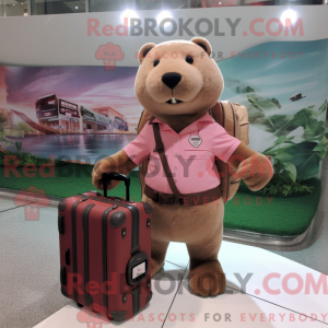 Rosa Beaver maskot drakt...